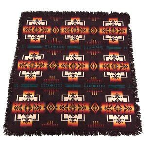 Pendleton Depuis 1863 Wool Blanket Aztec Southwestern Brown Orange 66" X 61"